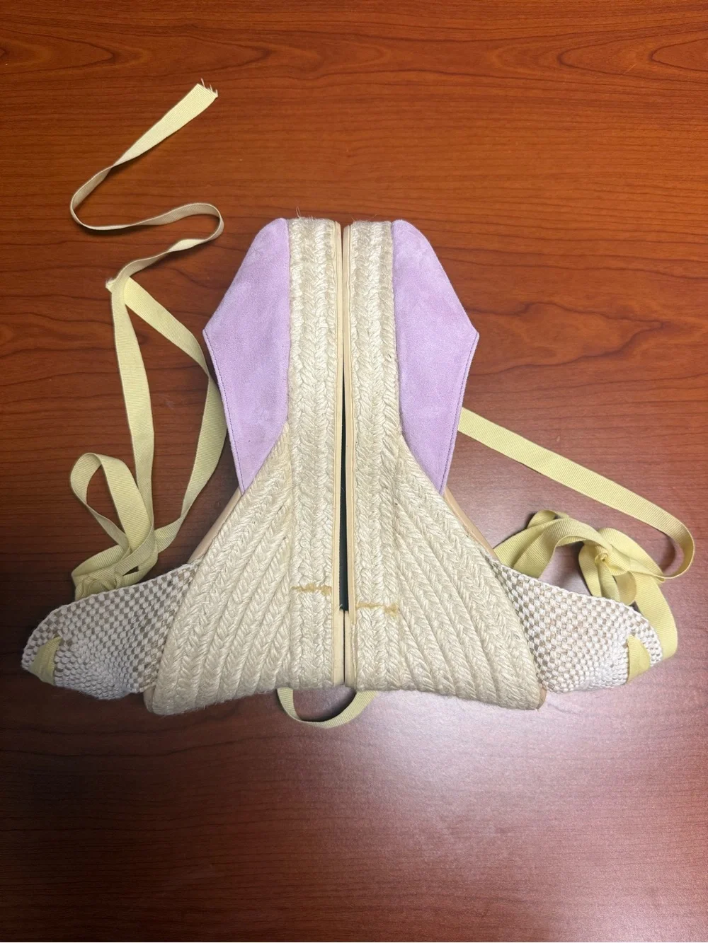 Manebí Wisteria Lilac Suede Lace-Up Espadrille Wedge Platform Sandals Size 40